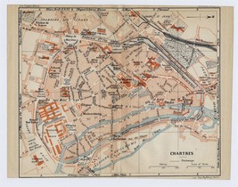 1926 Original Vintage City Map Of Chartres / France - £16.87 GBP
