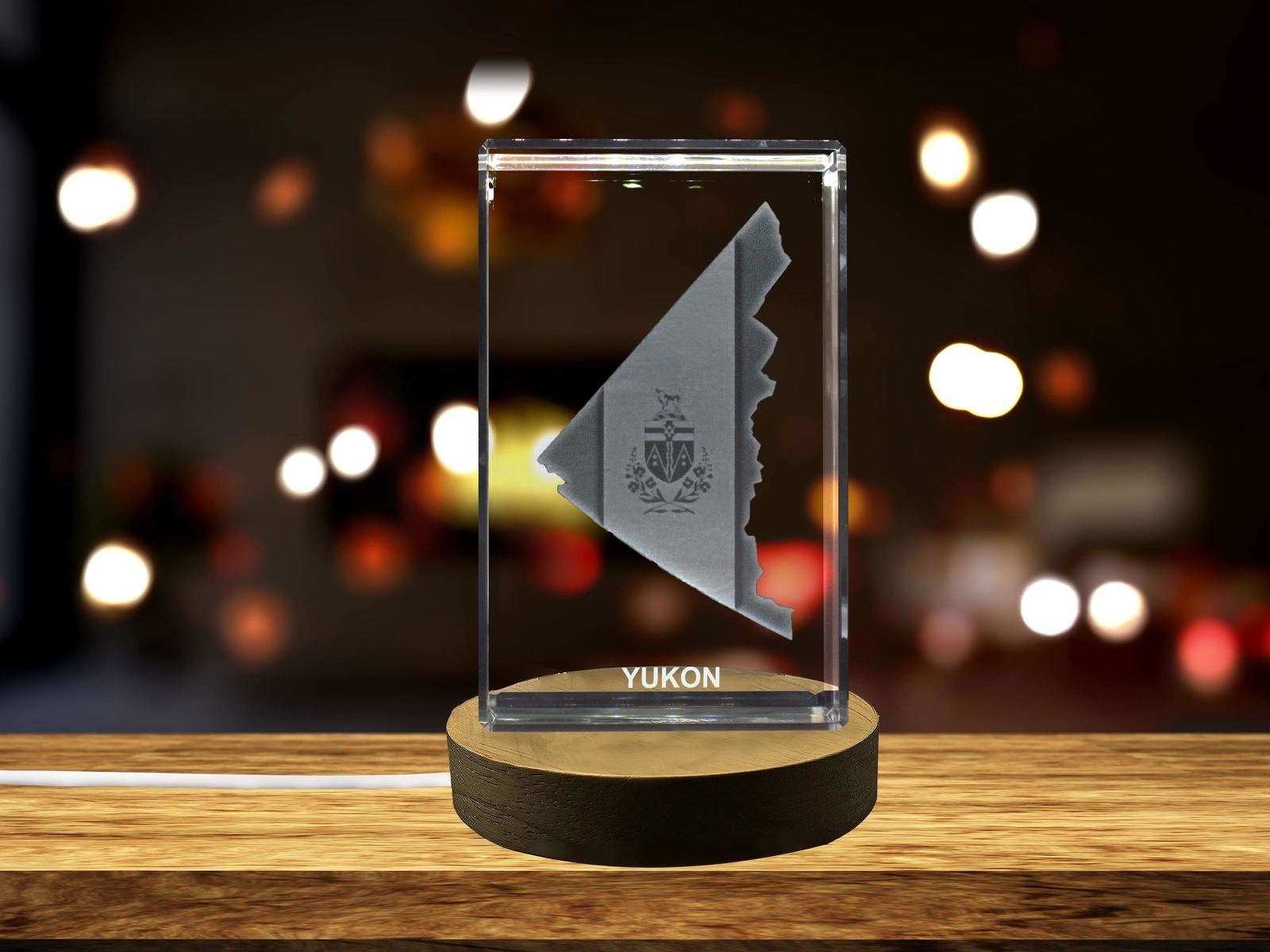 LED Base included | Yukon 3D Engraved Crystal 3D Engraved Crystal Keepsake/Gift