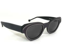 Vintage la Eyeworks Sunglasses BILLIE Matte Black Gray Purple with Black Lenses - £52.21 GBP