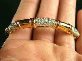 2.06 CTW Simulated Diamond   Tennis Bangle Bracelet 925 Silver Gold Plated - $197.99