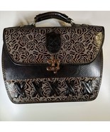VTG 70s Dina Jordan Cowhide Tooled Leather Shoulder Bag Purse Floral Brown - $787.85 MXN