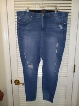 Torrid Sky High Skinny Jeans 24R Plus Stretch Blue Denim Distressed Pants - £19.08 GBP