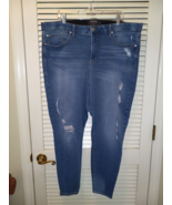 Torrid Sky High Skinny Jeans 24R Plus Stretch Blue Denim Distressed Pants - £19.22 GBP