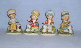 Homco 1430 4 Figurines 2 Boys 2 Girls with Puppies &amp; Kittens Home Interiors - $12.99