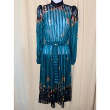 1970s Lawrence Greer Stephanie Queller Floral Victorian Whimsigoth Sheer Dress M - $32.00