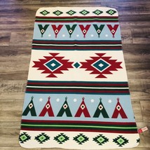 St Labre Indian Bed Throw Soft Couch 55 x 36 Fleece Blanket Aztec Print Holiday - $15.79