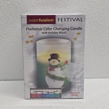 Colorfusion Festival Flameless Musical Color Changing Candle Snowman - $34.55