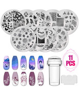 11Pcs Clear Silicone Nail Art Stamping Template Kit Plate Stamper Scrape... - $21.99