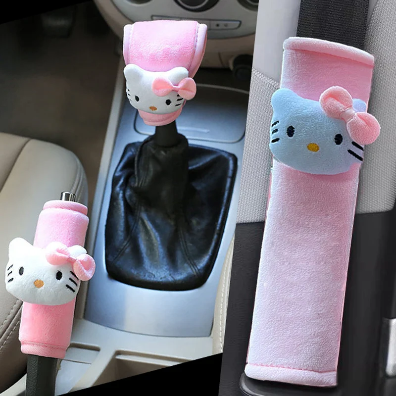 1pc Cute Cartoon Cat Car Gear Shift Cover Soft Plush Auto Shifter Hand Brake - £12.06 GBP