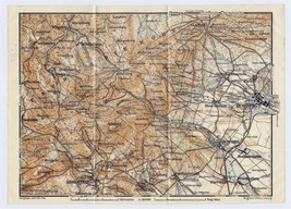 1925 Vintage Map Of Taunus Mountains Vicinity Of Bad Homburg Hesse Germany - £17.07 GBP