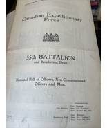 Canadian Expeditionary Force 55TH Battalion Nominal Roll Officers Non-Co... - $105.92