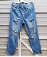 WE THE FREE (Free People) 27 High Rise Fly Button Med Wash Raw Hem Jeans - $542.50 MXN