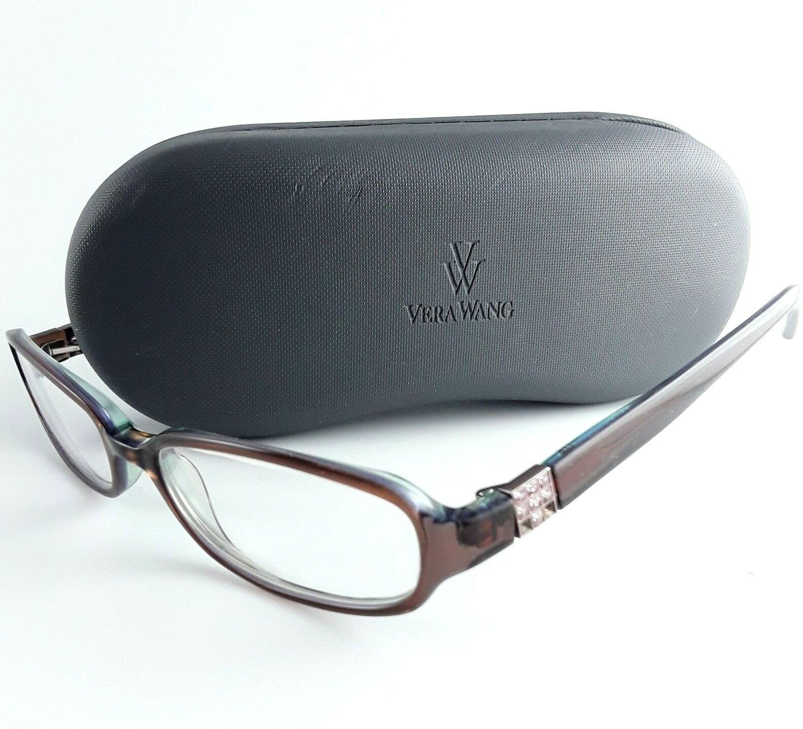 Vera Wang Womens Brown Rhinestone Accent Eyeglass Frames ONLY w/Case V15... - $22.25