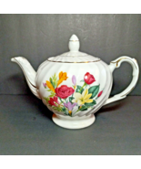 Vintage Ellgreave England Ironstone Teapot Lid Roses Wild Flowers Floral Swirl - $31.04