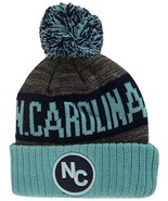 North Carolina NC Patch Ribbed Cuff Knit Winter Hat Pom Beanie (Teal/Nav... - £11.95 GBP