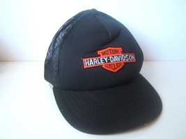 Vintage Harley Davidson Motorcycles Hat Black Snapback Trucker Cap - £17.52 GBP