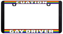 Caution Gay Driver Pride Lgbtq Rainbow Lesbian License Plate Frame - £6.21 GBP