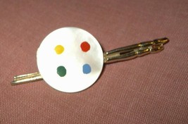 j93 Artists Paint Pallet Brushes Mother of Pearl Pin Brooch - $11.88