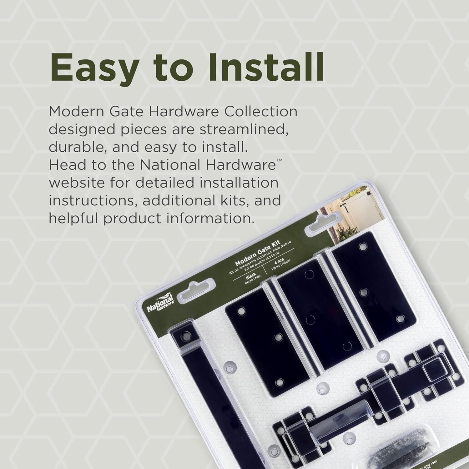 National Hardware N166-026 Modern Black Gate Kit - $44.55