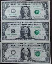 Three pieces One US Dollar Haunted  Serial Number 666 Banknotes 2013 - £4.75 GBP