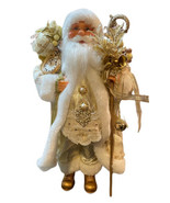 18&quot; Elegant Santa Figure with Bag Of Toys, Staff, Glasses &amp; Faux Fur Acc... - £23.35 GBP