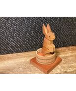 Vintage Erzgebirge Emil Helbig Easter Bunny Egg Nest Wood Carved Miniature - $7.20