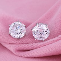 8.5Ct Round Cut Cz Diamond Solitaire Stud Earrings in 14K White Gold Over Silver - £38.25 GBP