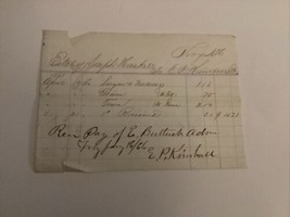 Handwritten Receipt 1866 Signed ID’d EP Kimball Troy MI Sugar Raisins - £21.26 GBP