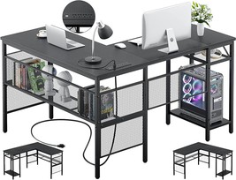 Black Industrial 2 Person Long Gaming Table Modern Home Office Desk By Unikito - £172.84 GBP