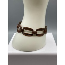 Vintage Stamped Copper Bracelet with Book Chain Linked Open Panels, Southwestern - £30.22 GBP