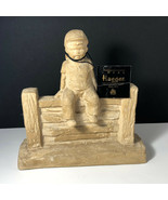ROYAL HAEGER POTTERY Boy figurine stone statue sculpture tag sitting on ... - £51.27 GBP