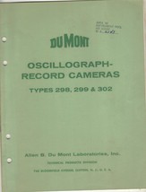 Dumont Oscilloscope Record Cameras Type 298,299 &amp; 302 Specs  Operation 2... - $11.63