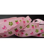 3/8&quot; BABY BOTTLE on pink grograin RIBBON - 1 yd pacifier safety pin baby... - $3.22 CAD