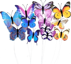 Artificial Butterfly Decorations 12 Pcs, 2 Sizes Butterfly Decor for Crafts, DIY - £23.06 GBP