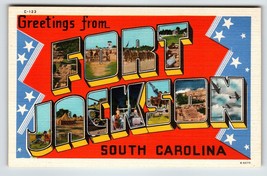 Greetings From Fort Jackson South Carolina Large Letter Linen Postcard Army Tank - £8.49 GBP