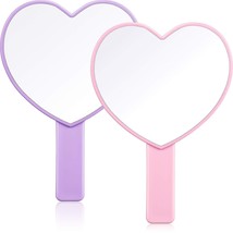 Jetec 2 Pieces Heart Shaped Handheld Cosmetic Mirrors Mini Travel Makeup  - $390.04 MXN