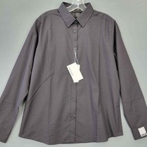 North End Women Shirt Size L Black Gray Carbon Classic Long Sleeve Button Up Top - £9.02 GBP