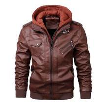 2021 Men New Motor Leather Jacket Men Casual Autumn Biker PU Leather Jackets Hoo - £120.35 GBP