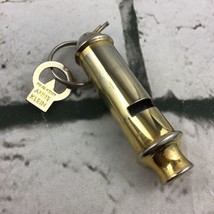 Vintage Anne Klein Retro Style Emergency Whistle Gold-Tone Key Ring Keyc... - $24.74