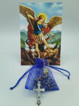 St.Saint Michael Archangel Rosary Glass San Miguel Arcángel Necklace Jesus - £9.32 GBP