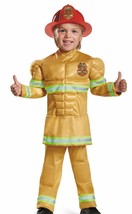 Fearless Fireman Muscle Child Halloween Costume Toddler Size Large 4-6 - £19.74 GBP