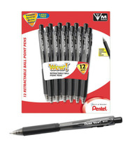 NEW Pentel WOW! Retractable Ballpoint 1.0mm Pens 12-Pack BLACK Ink BK440... - £6.96 GBP