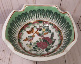 Oriental Bowl Birds &amp; Floral Mint Green &amp; White Thick &amp; Sturdy 2.5&quot; x6&quot; Vintage. - £39.69 GBP