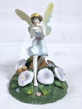 Winged Fairy with Flowers Squirrel Playing Flute Mystical Ceramic Figuri... - $12.73