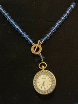 Heidi Daus &quot;Timing Is Everything&quot; Blue Beaded Crystal Watch/Clock Fob Necklace - £119.89 GBP