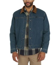 Wrangler Mens Denim Jacket Blue Ranchman Pockets Heavyweight Fleece Regu... - $68.99