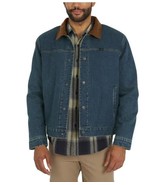 Wrangler Mens Denim Jacket Blue Ranchman Pockets Heavyweight Fleece Regu... - $1,270.56 MXN