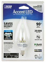 Accent LED 1.1W CA9.5 Clear Flame Tip 70 Lumens Candelabra Bulb E12 BPCF... - $11.05