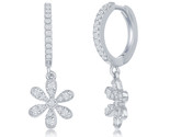 Small huggie hoop flower Women&#39;s Earrings .925 Silver 274043 - £40.08 GBP