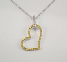 2Ct Round Cut Yellow Citrine Heart Pendant 14K Yellow Gold Finish 18&quot;Free Chain - £117.49 GBP